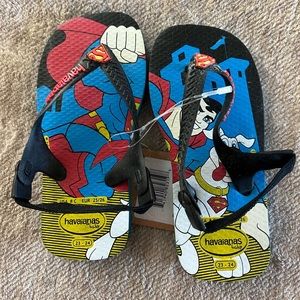 Havaianas Baby Flip Flop Boy Blue Superman with back strap size US 8 (EUR 25-26)